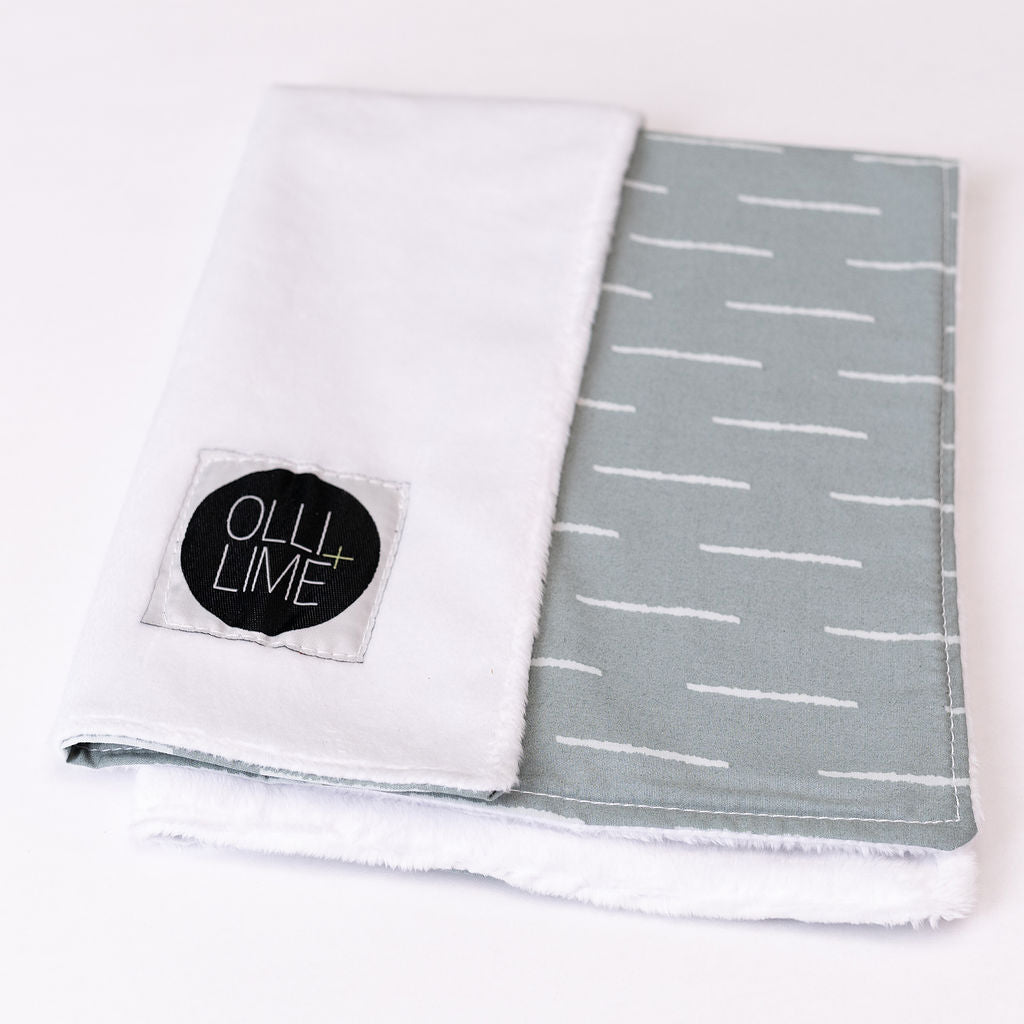 Baby Fingers in Chalk - Deluxe Nursery Bedding Set - White Dashes on Slate - Olli+Lime